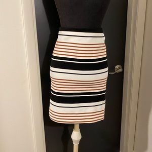 Loft Stretchy Striped Ribbed Pencil Skirt in White, Pink, and Black 💜